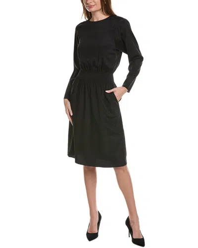 Lafayette 148 Blouson Silk-blend Dress In Black