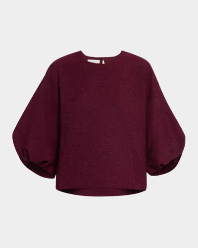 Lafayette 148 Blouson-sleeve Jacquard Blouse