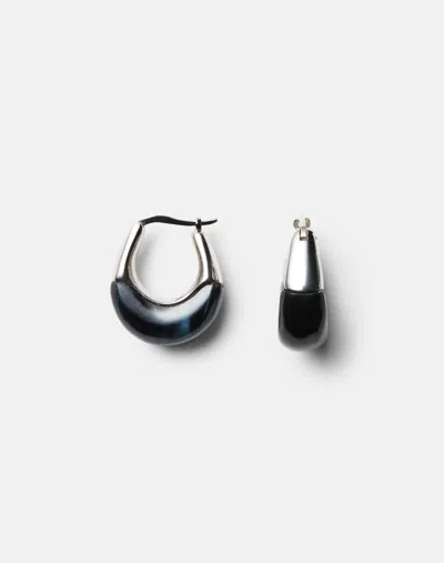 Lafayette 148 Blue Tiger's Eye Stone Hoop Earring In Petrol Multi