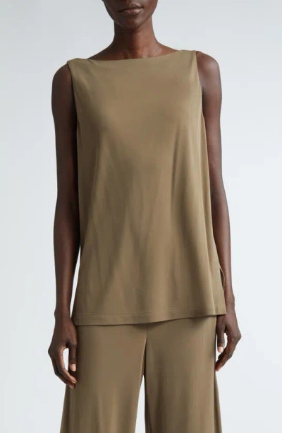 Lafayette 148 Boat Neck Sleeveless Top In Concrete