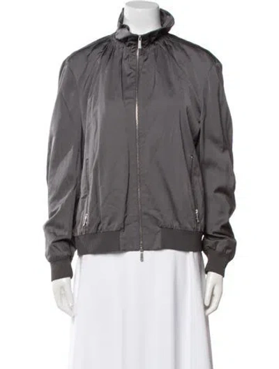 Pre-owned Lafayette 148 Bomber Jacket In Gray