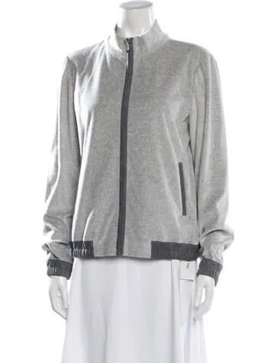Pre-owned Lafayette 148 Bomber Jacket In Grey