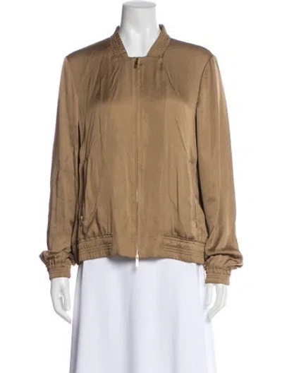 Pre-owned Lafayette 148 Bomber Jacket In Neutral