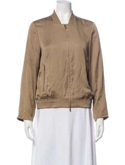 Pre-owned Lafayette 148 Bomber Jacket In Neutral