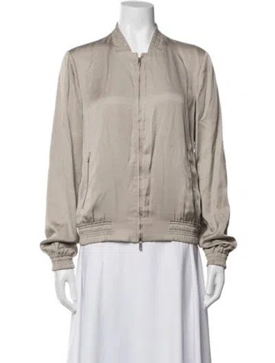 Pre-owned Lafayette 148 Bomber Jacket In Neutral