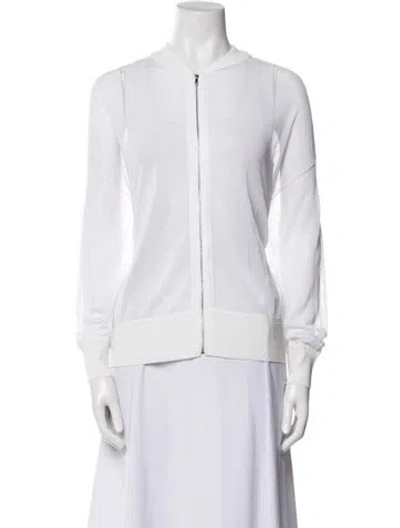 Pre-owned Lafayette 148 Bomber Jacket In White