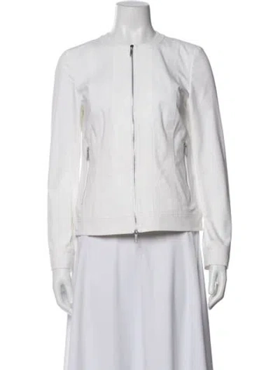Pre-owned Lafayette 148 Bomber Jacket In White