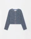 Lafayette 148 Bouclã© Mã©lange Collarless Jacket In Lido Blue