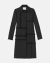 LAFAYETTE 148 BOUCLÉ TWEED HAND-FRINGED PATCHWORK COAT