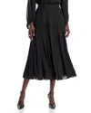 Lafayette 148 Pleated Wool-silk Midi Skirt In Black