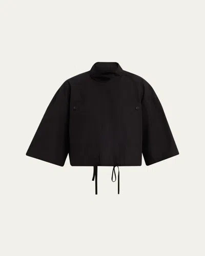Lafayette 148 Boxy Cropped Cotton Jacket In Black