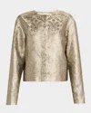 Lafayette 148 Boxy Metallic Jacquard Jacket In Natural Multi