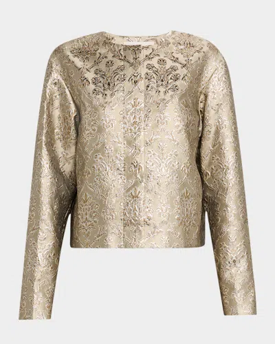 Lafayette 148 Boxy Metallic Jacquard Jacket In Natural Multi