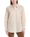 Lafayette 148 Boyfriend Linen & Silk-blend Oversized Shirt In Multi