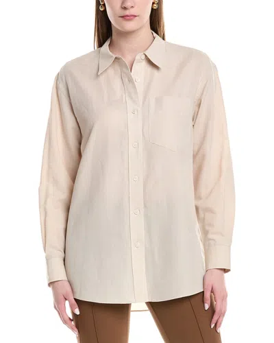 Lafayette 148 Boyfriend Linen & Silk-blend Oversized Shirt In Multi
