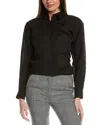 Lafayette 148 New York Boyfriend Oversized Linen-blend Shirt In Black