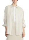 Lafayette 148 Boyfriend Oversized Shirt In Pebble In Grey