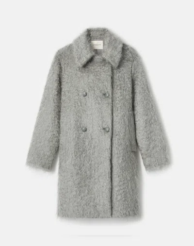 Lafayette 148 Brushed Mohair-wool Double Breasted Oversized Coat In Neutral