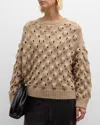 LAFAYETTE 148 BUBBLE-KNIT WOOL-CASHMERE SWEATER