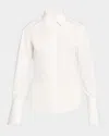 Lafayette 148 Button-down Cotton Shirt In White