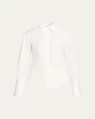Lafayette 148 Button-down Cotton Shirt In White