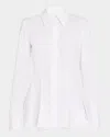 Lafayette 148 Button-down Godet Peplum Shirt In White
