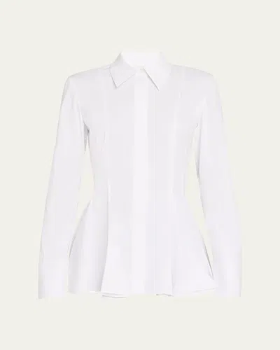 LAFAYETTE 148 BUTTON-DOWN GODET PEPLUM SHIRT