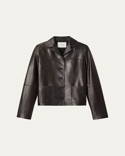Lafayette 148 Nappa Lambskin Leather Patch Pocket Jacket In Black