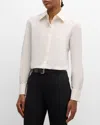 Lafayette 148 New York Slim Fit Taffeta Button-up Shirt In Cloud