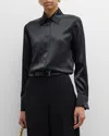 Lafayette 148 Scottie Silk Button-down Blouse In Black