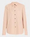 Lafayette 148 Button-down Striped Cotton Shirt In Blush Peach Multi