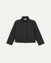Lafayette 148 Technical Twill Funnel Neck Jacket In Black