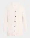 Lafayette 148 Button-down Wool-cashmere Cardigan In Pearl