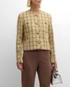 Lafayette 148 Collarless Patch Pocket Jacket In Canary Yellow Multi