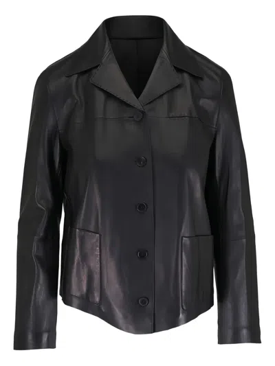 Lafayette 148 Button-fastening Leather Jacket In Black