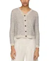 Lafayette 148 Linen Silk Metallic Button V Neck Cardigan In Smoked Tau