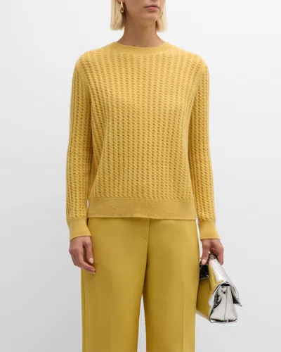 Lafayette 148 Cable-knit Cashmere Sweater In Canary Yellow