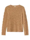 Lafayette 148 Cable-knit Crew-neck Sweater In Brown