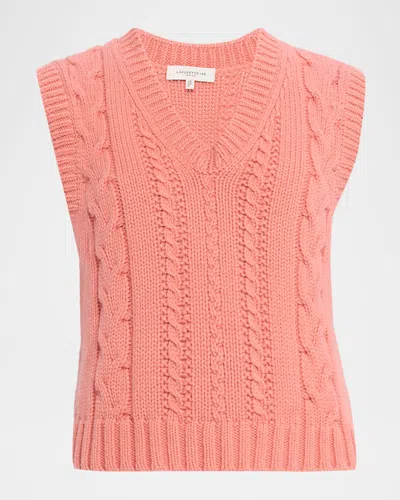 Lafayette 148 Cabled Merino Wool-cashmere Knit Vest In Pink