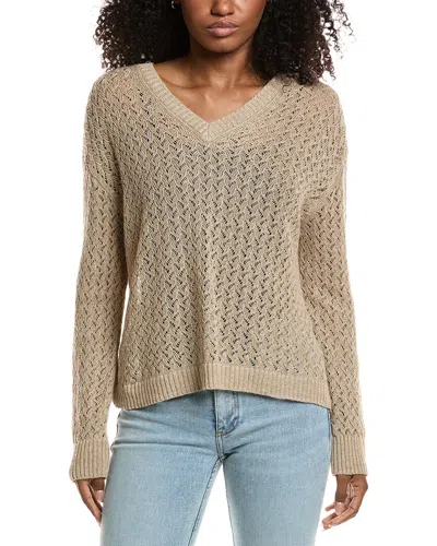 Lafayette 148 Cabled V-neck Sweater In Neutral
