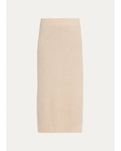 Lafayette 148 Cable-knit Cashmere Midi Skirt In Taupe Melange