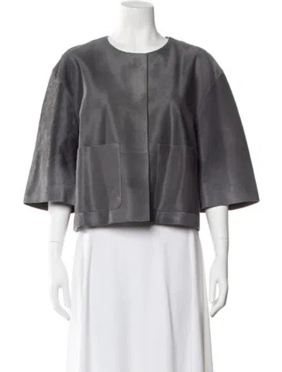 Pre-owned Lafayette 148 Calf Hair Faux Fur Vest W/ Tags In Gray