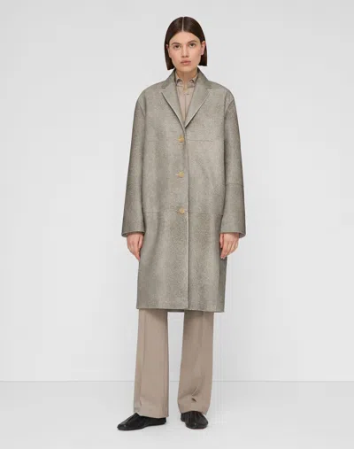 Lafayette 148 Calf Hair Three Button Coat In Gray