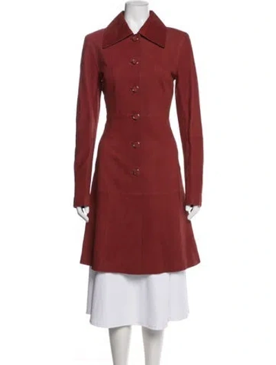 Pre-owned Lafayette 148 Calfskin Coat In Red