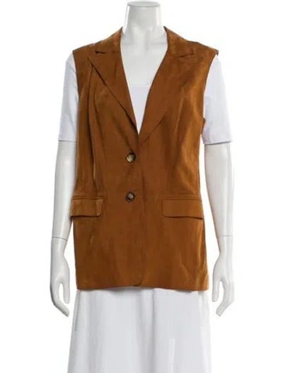 Pre-owned Lafayette 148 Calfskin Vest In Brown