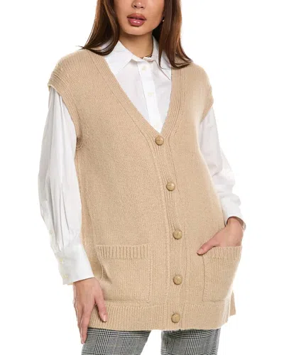 Lafayette 148 Camel Hair Button Front Sweater Vest In Brown