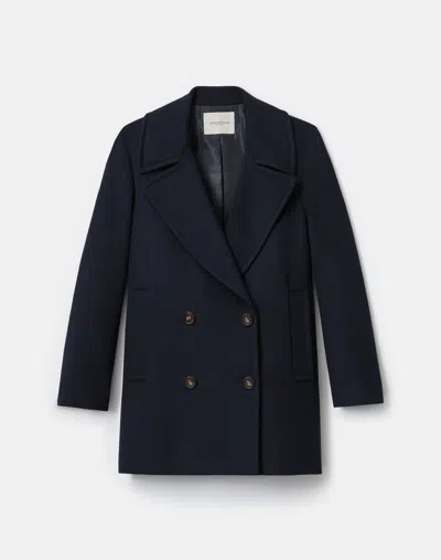 Lafayette 148 Camel Hair Double Breasted Coat In Black