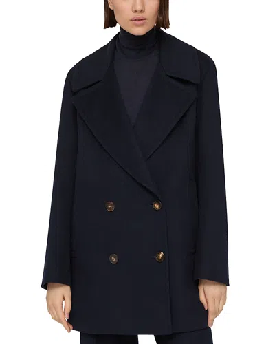 Lafayette 148 Camel Hair Double Breasted Peacoat In Black