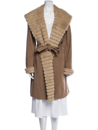 Pre-owned Lafayette 148 Camel Hair Fur Coat In Brown