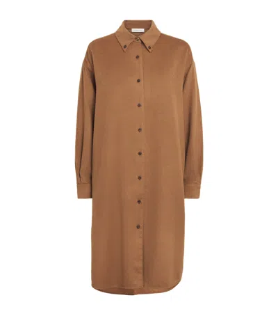 Lafayette 148 Camel Hair Midi Shirt Dress In Brown